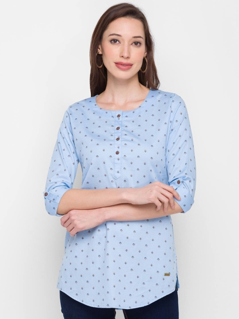 

ZOLA Women Blue & Brown Modal Printed Tunic