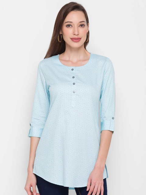 

ZOLA Blue Viscose Rayon Printed Tunic