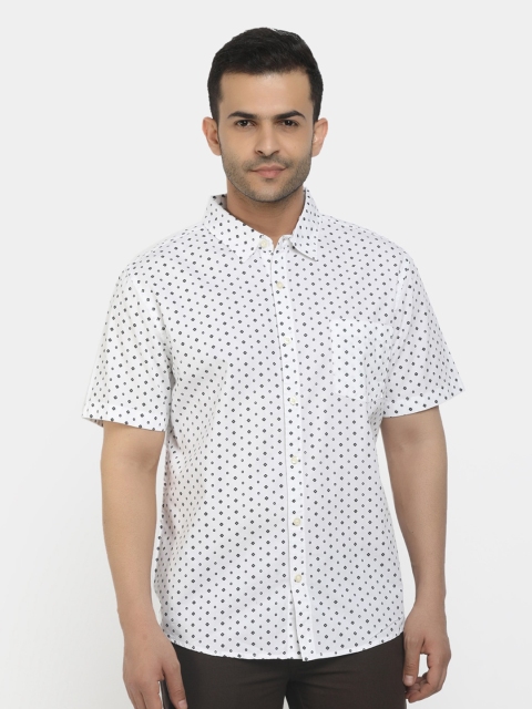 

Cherokee Men White Classic Regular Fit Printed Cotton Casual Shirt