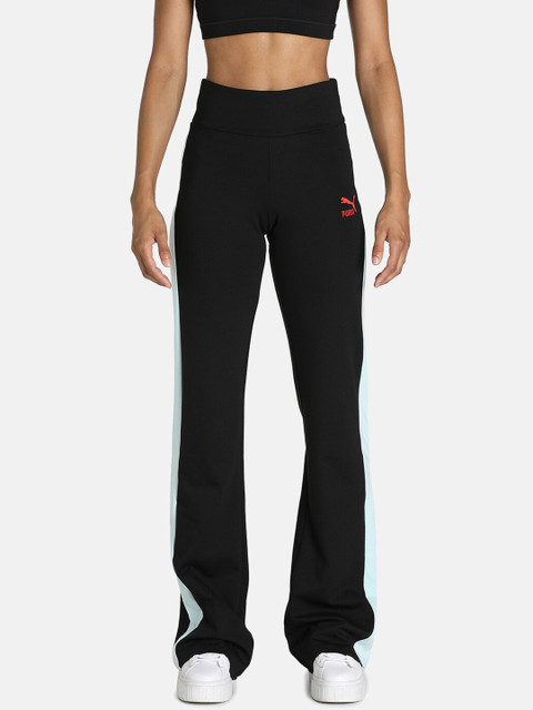 

Puma Women Black & Blue Striped Track Pants