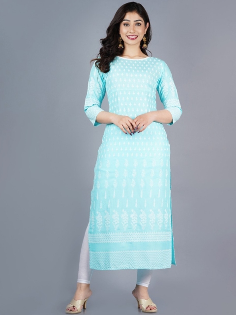 

PNEHA Women Blue & White Ethnic Motifs Printed Kurta