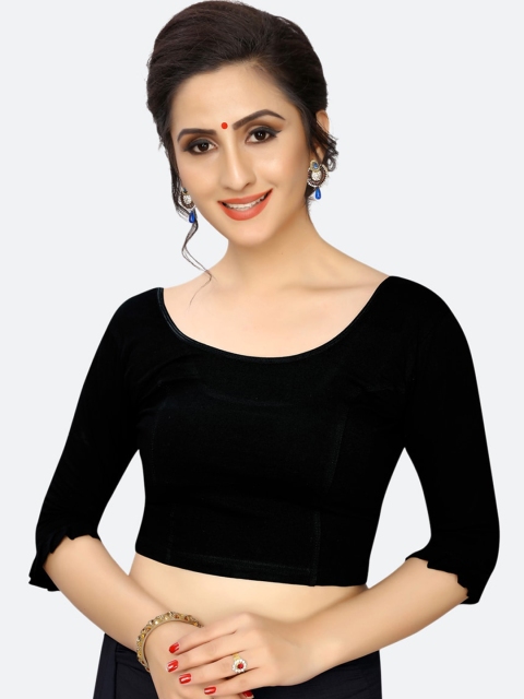 

SIRIL Black Knitted Saree Blouse