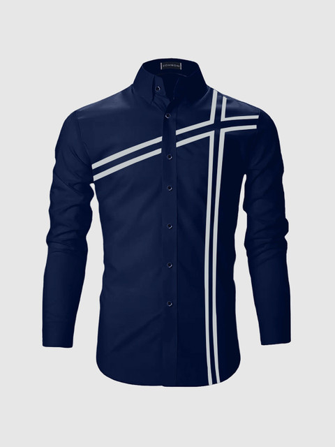 

Zombom Men Navy Blue Casual Shirt