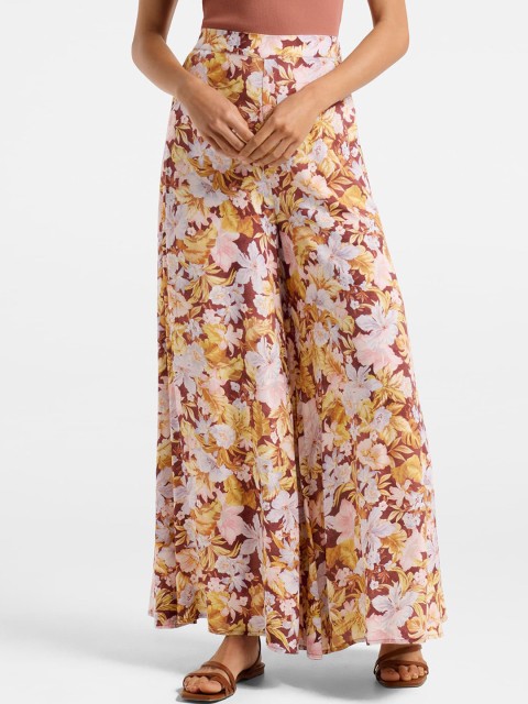 

Forever New Women Multicoloured Floral Printed High-Rise Parallel Trousers, Multi
