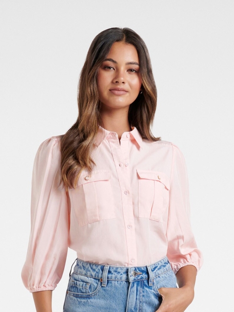 

Forever New Women Pink Casual Shirt