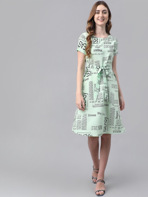 

Darzi Blue Ethnic Motifs Crepe A-Line Dress
