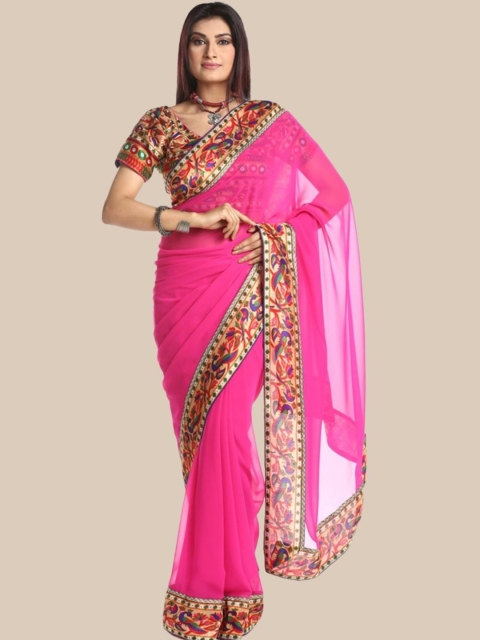 

KALINI Pink & Beige Patola Saree