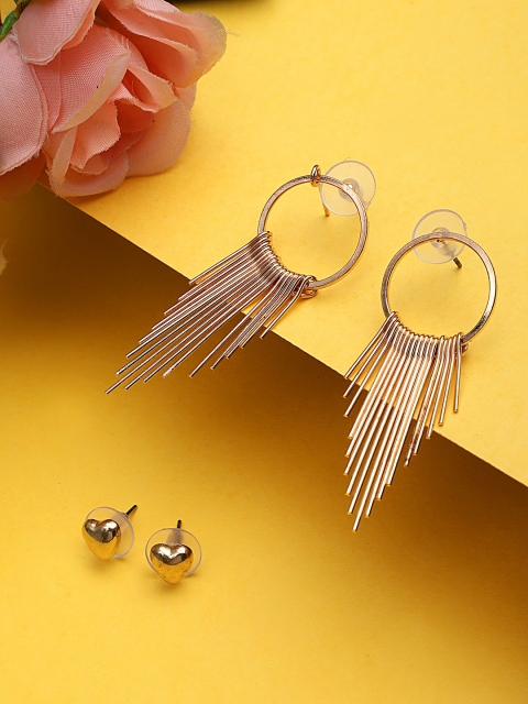 

KACY Women Gold-Plated Set of 2 Contemporary Drop Earrings