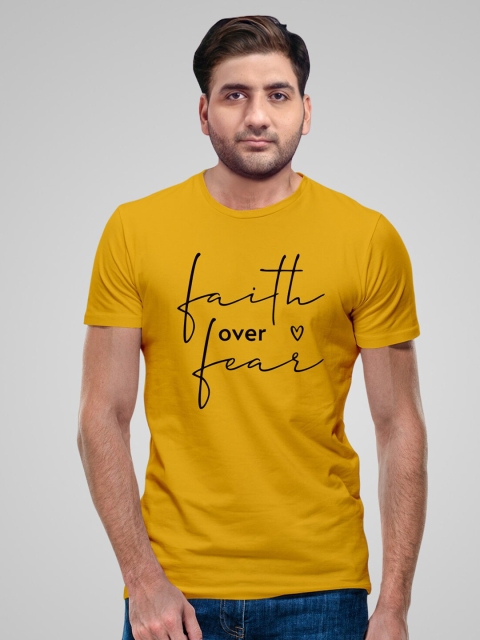 

Pootlu Men Yellow Typography Printed T-shirt