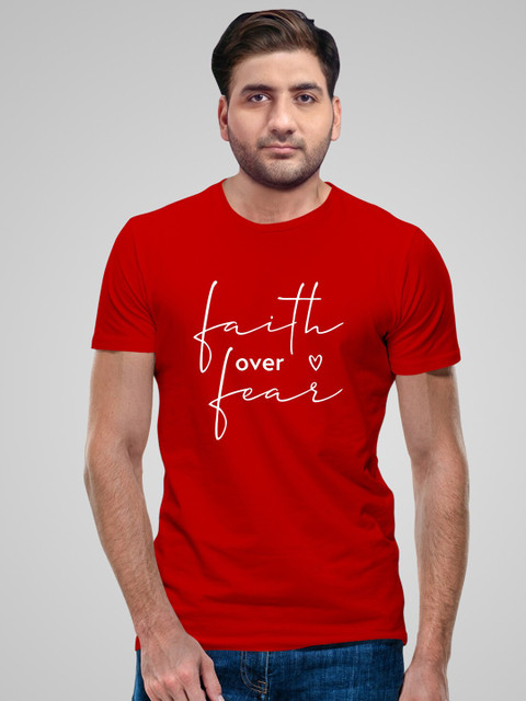 

Pootlu Men Red Typography Printed T-shirt