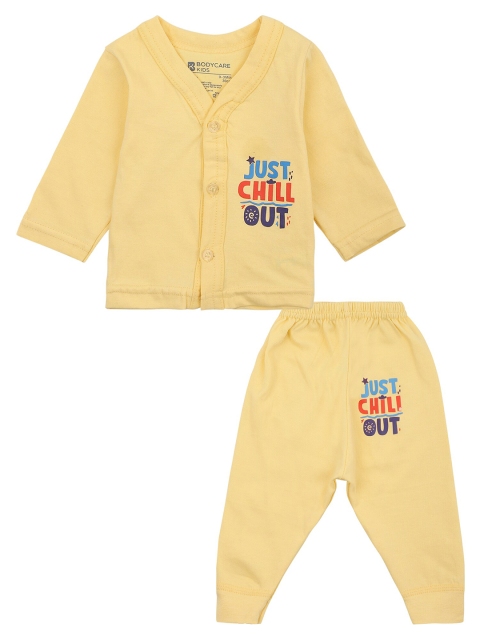 

Bodycare Kids Infants Yellow Pure Cotton Jhabla with Joggers