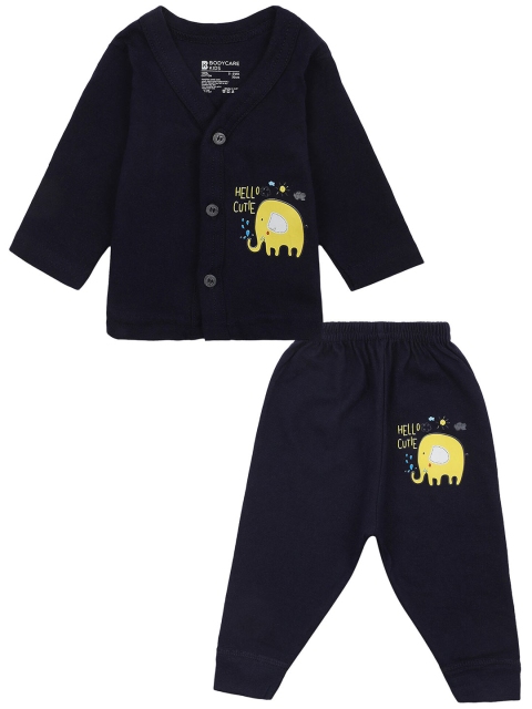 

Bodycare Kids Kids Navy Blue Printed Pure Cotton T-shirt with Trousers
