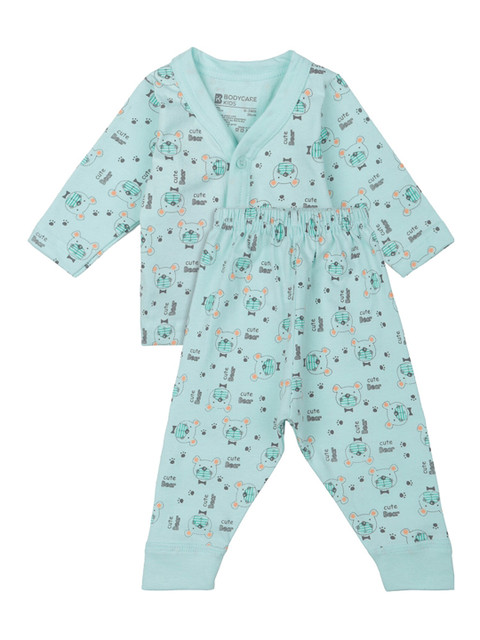 

Bodycare Kids Kids Sea Green Printed Pure Cotton Top with Trousers
