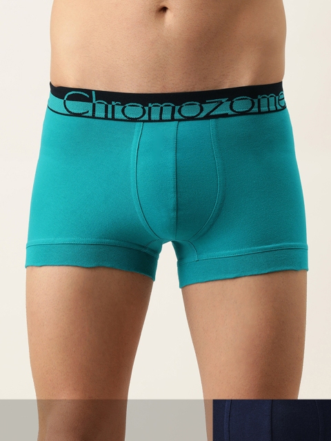 

Chromozome Men Pack of 2 Solid Trunks 8902733578424-V140, Turquoise blue