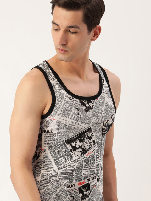 

Chromozome Men White & Black Printed Cotton Innerwear Vest 8902733488815