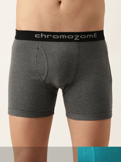 

Chromozome Men Pack Of 2 Pure Cotton Solid Trunks, Charcoal