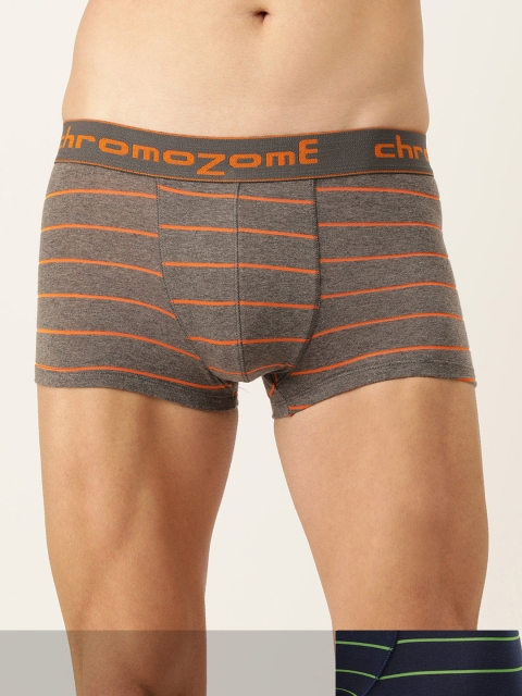 

Chromozome Men Pack of 2 Striped Trunks, Charcoal