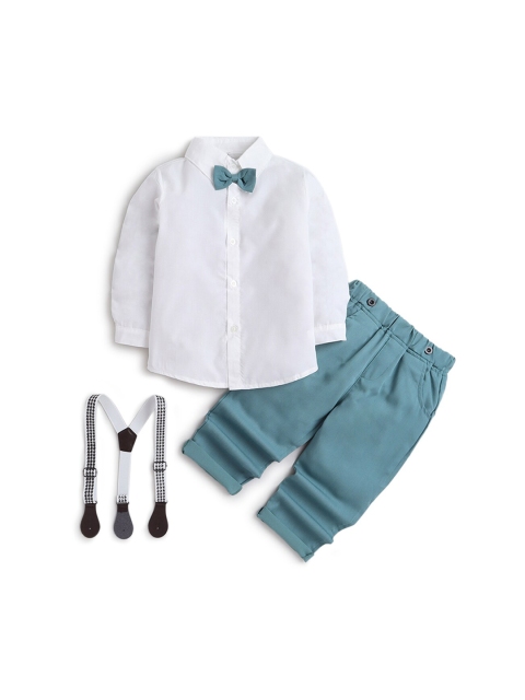 

Hopscotch Boys Green & White Solid Cotton Blend Formal Clothing Set