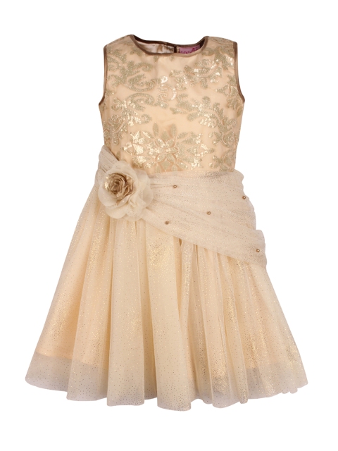 

CUTECUMBER Girls Cream Solid A-Line Dress