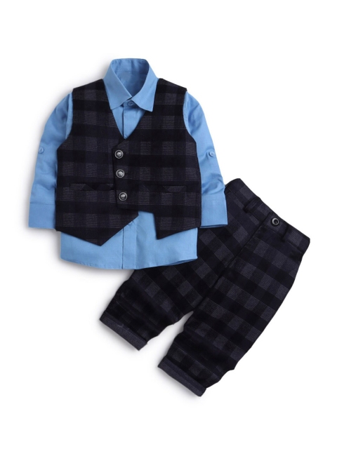 

Hopscotch Boys Black & Blue Checked Shirt & Trousers With Waistcoat