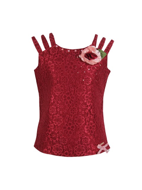 

CUTECUMBER Girls Maroon Lace Top