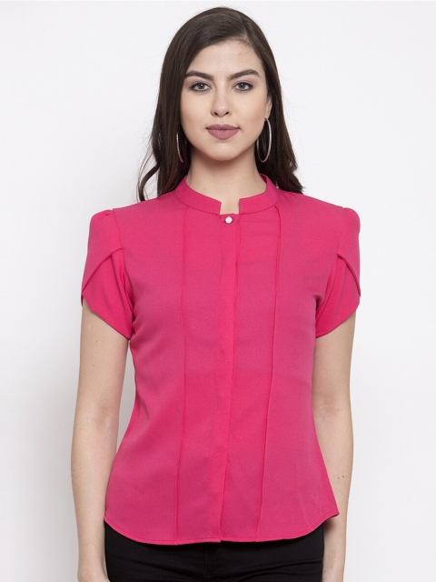 

Cannon Magenta Mandarin Collar Shirt Style Top