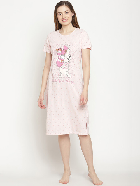 

MADAME M SECRET Women Pink Printed Cotton Lounge Tshirt