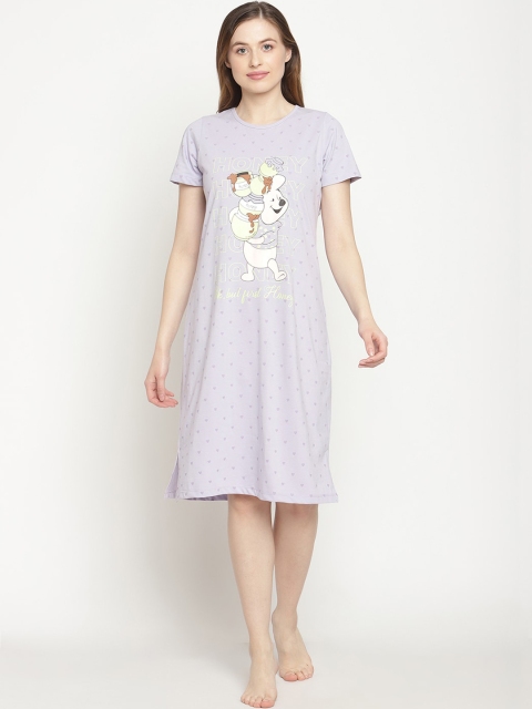 

MADAME M SECRET Women Mauve Pooh Printed Night Dress