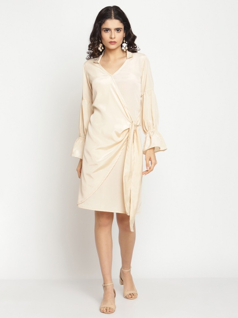 

Twenty3 Beige Solid Wrap Dress