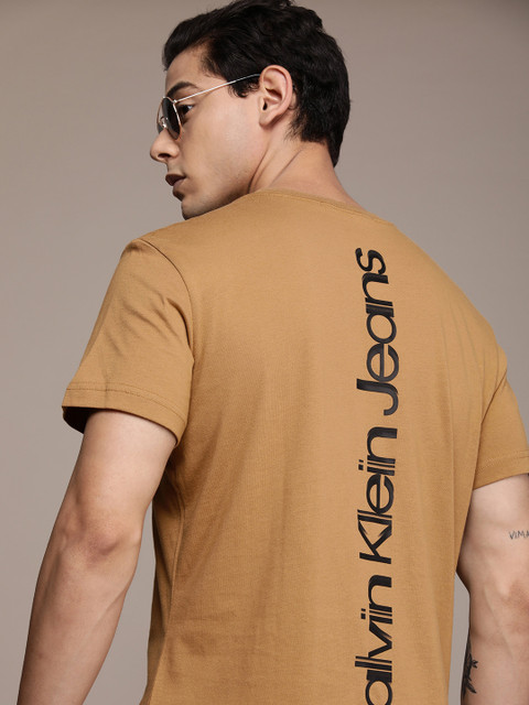 

Calvin Klein Jeans Men Brown Brand Logo Pure Cotton T-shirt