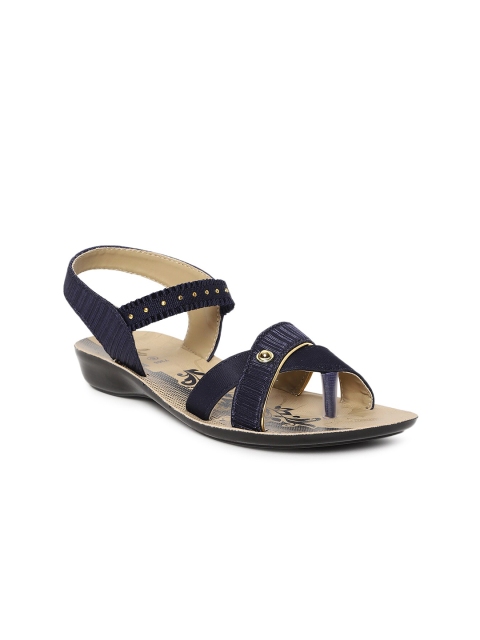 

Paragon Women Blue & Cream Solid Open Toe Flats