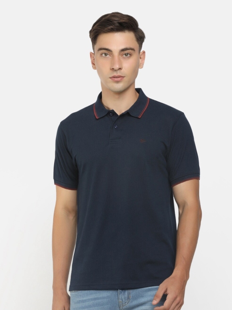 

Cherokee Men Blue & Red Striped Polo Collar T-shirt