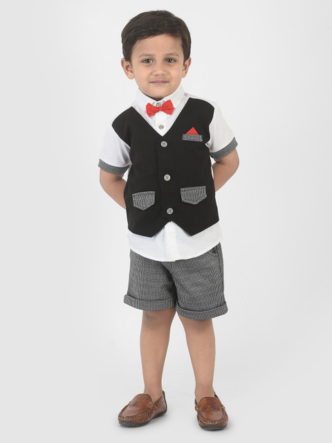 

YK Boys Black & Grey Pure Cotton Shirt with Shorts
