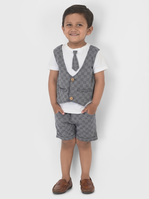 

YK Boys Navy Blue & White Checked Clothing Set
