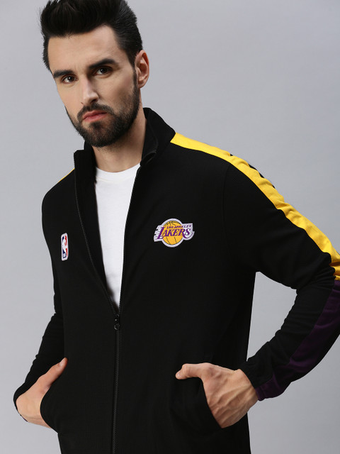 

NBA Men Black Solid Los Angeles Lakers Classic Track Jacket
