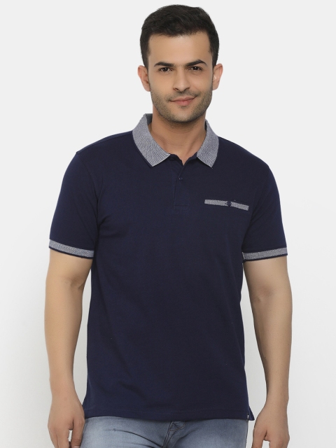 

Cherokee Men Navy Blue Polo Collar Cotton T-shirt