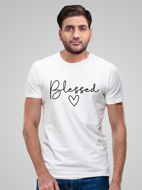

Pootlu Men White Typography Printed Applique T-shirt