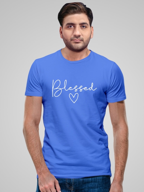 

Pootlu Men Blue Typography Printed Applique T-shirt