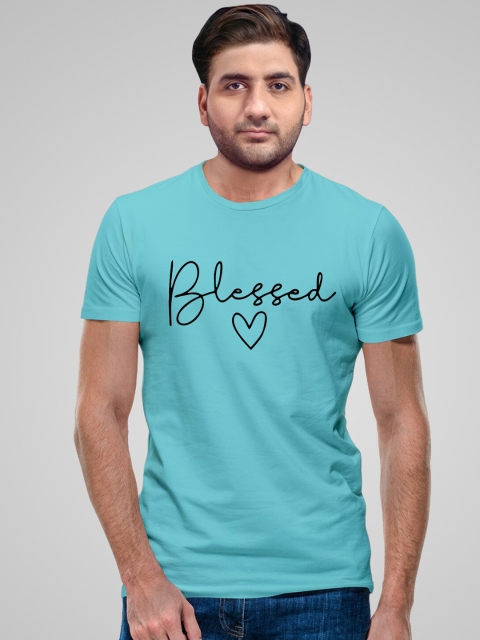 

Pootlu Men Blue Typography Printed Applique T-shirt