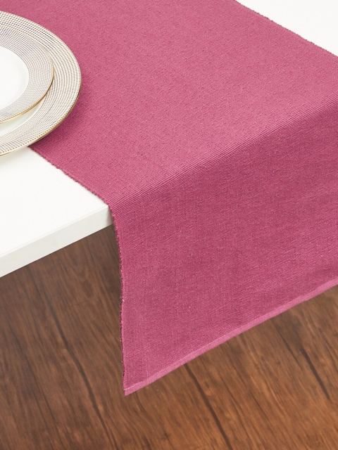 

Home Centre Pink Woven-Design Cotton Table Runner