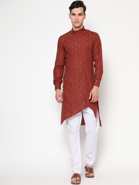 

Tasarika Men Rust Printed Pure Cotton Kurta With Pyjamas