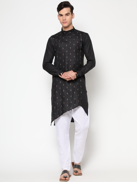 

Tasarika Men Black & White Printed Pure Cotton Kurta with Pyjamas