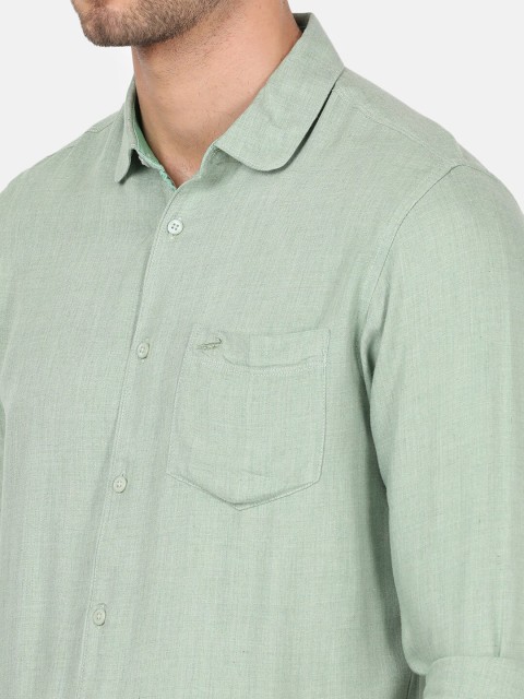 

Crocodile Men Green Classic Casual Shirt