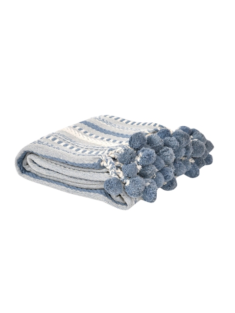 

Gulaab Jaipur Blue & White Self-Design Cotton Throw