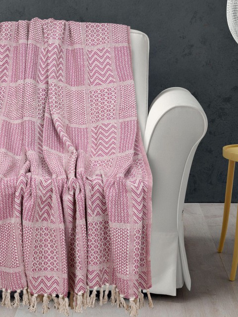 

Gulaab Jaipur Pink & White Self Design Sofa Throw