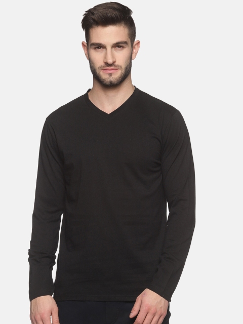 

MASH UNLIMITED Men Black V-Neck Slim Fit Cotton T-shirt