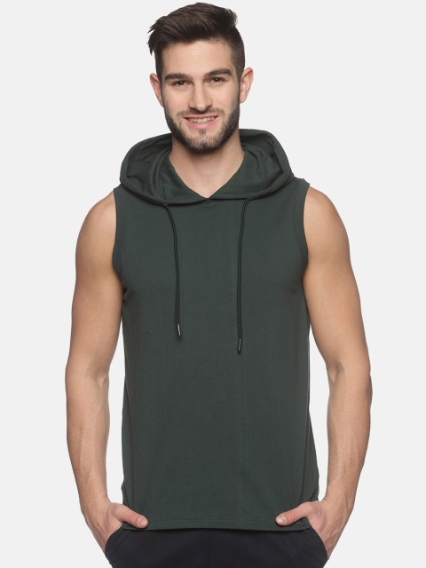 

MASH UNLIMITED Men Green Slim Fit Hooded T-shirt