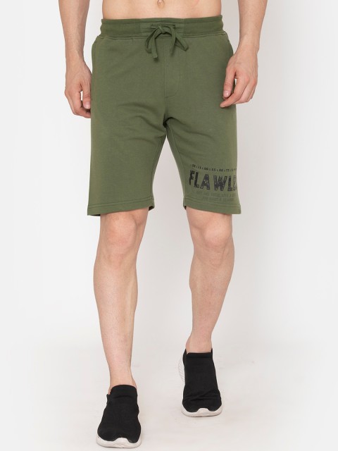 

FLAWLESS Men Olive Green Shorts