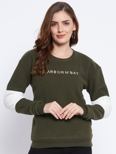 

HARBORNBAY Women Olive Green Sweatshirt