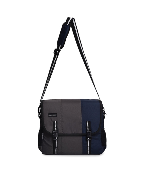 

ADAMSON Blue Colourblocked Structured Handheld Bag